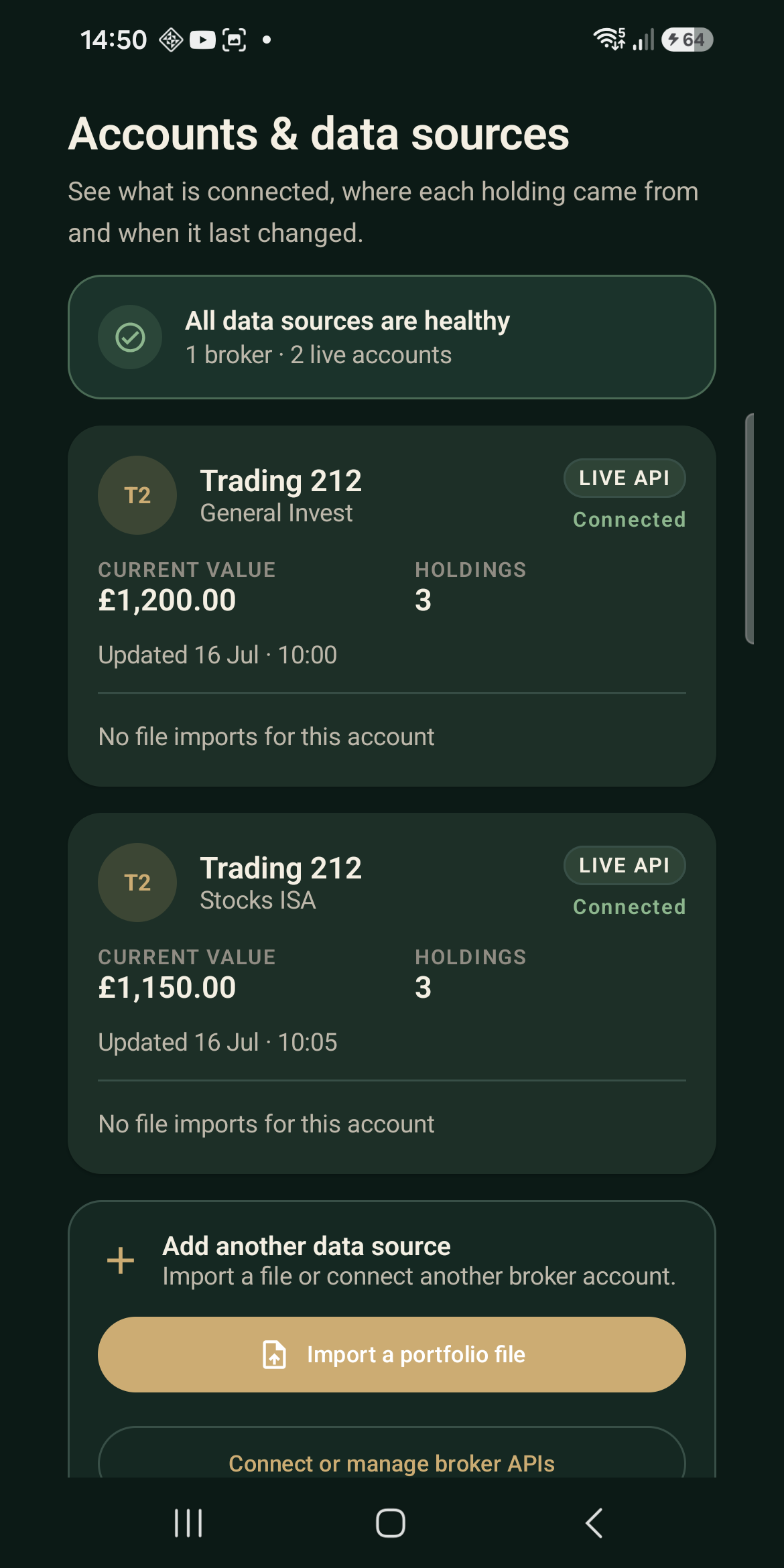Asset Companion accounts and connected data sources