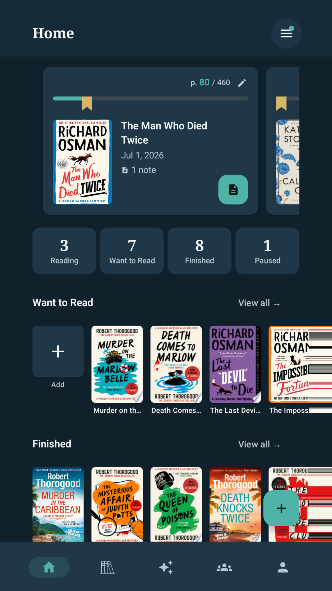 Every Read keeps current reads, to-be-read books, and finished books together